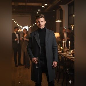 Woven  Charcoal Trench Coat for Men size 38R